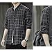 Men's Fashion Casual Striped Shirt Long Sleeve Plaid Button Down Shirts Flannel Business Plaid Work Shirts (Black,X-Large)