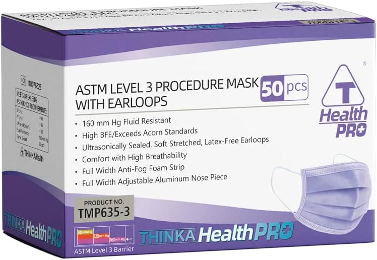 THINKA LEVEL 3 MASK WITH EARLOOPS (50pcs)-Medical Mask - Surgical Mask -ASTM Level 3