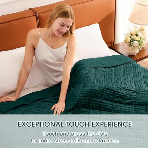 Image of Green Weighted Blanket for Adults 15lbs, 48 inchx72 inch, Twin Full Size Cooling Minky Heavy Throw Blanket for 140-160lbs, Soft Winter Thick Big Blankets Weighted Comforter Gift for Sleeping