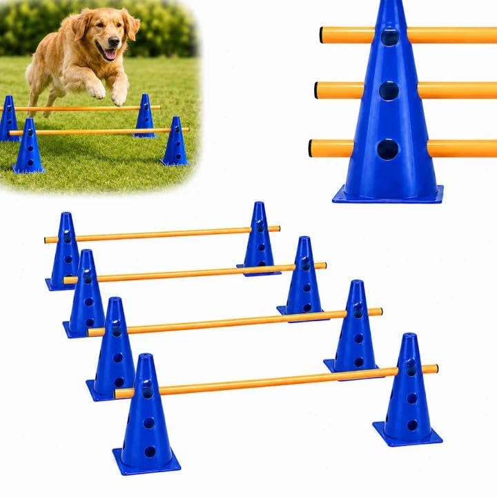 Agilityset Voor Kleine Honden – 8 Kegels En 8 Sprongstokken – Verstelbare Hoogte Tot 23 Cm – Ideaal Voor Puppy's, Revalidatie En Kinderen
