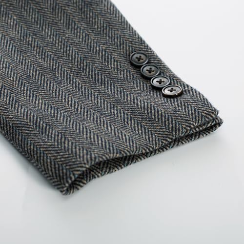 Image of PJ PAUL JONES Mens Herringbone Blazer Vintage Tweed Wool Blend Sport Coat Jacket