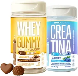 Whey Protein Banoffee + Creatina Blueberry em Gomas, Suplemento para Força e Performance, Formato Gummy - Ravu Nutrition