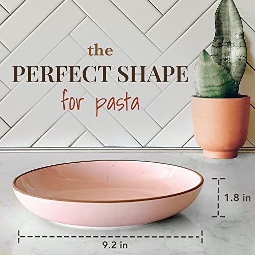Mora Ceramic Large Pasta Bowls 30Oz, Set Of 4 - Serving, Salad, Dinner, Etc Plate/Wide Bowl - Microwave, Oven, Dishwasher Safe Kitchen Dinnerware - Modern Porcelain Stoneware Dishes, Assorted Colors #TOP1