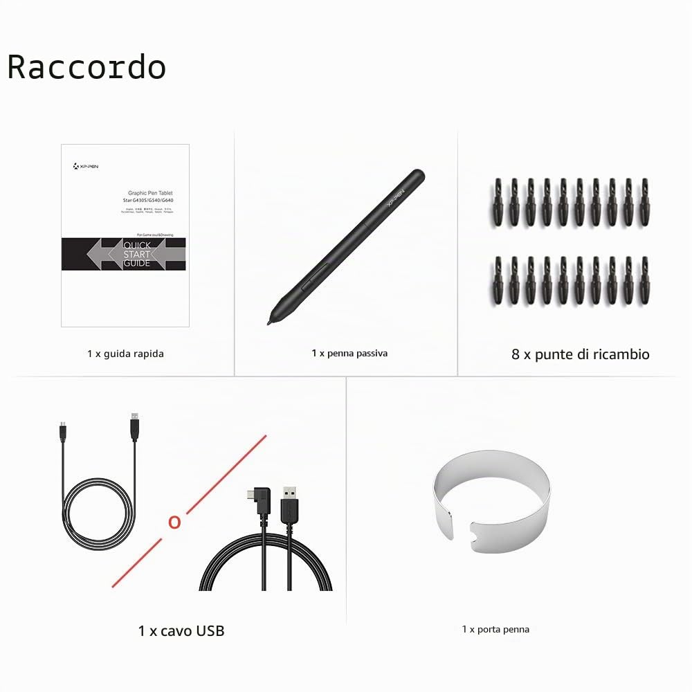 XP-PEN G640 Tavoletta Grafica 6x4 Pollici Ultrasottile, Stilo Passivo con 8192 Livelli senza Batteria, per firma digitale, disegno, osu