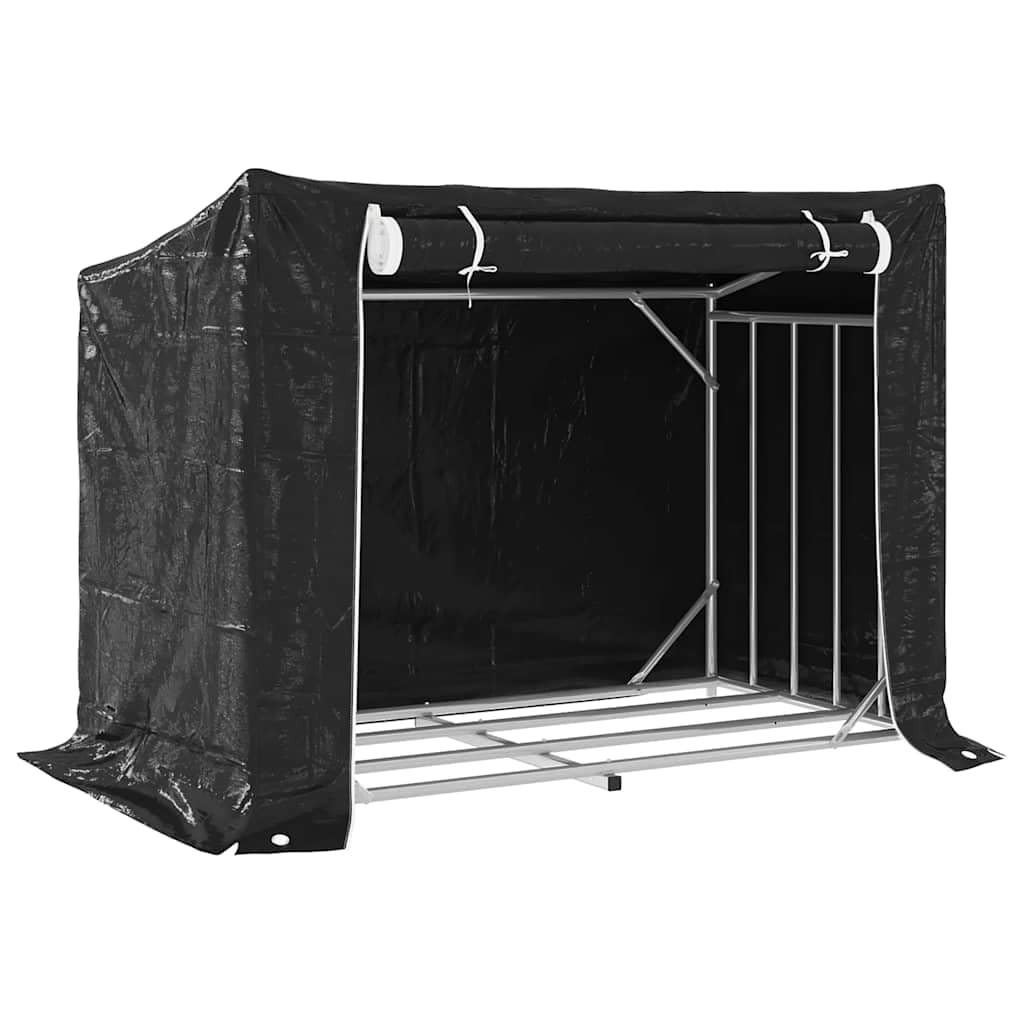 vidaXL Leñero Cubierta Lluvia 151x80,5x110,5 cm Acero galvanizado, Almacenamiento de leña, Soporte para leña para Chimenea, Almacenamiento de leña para Interior