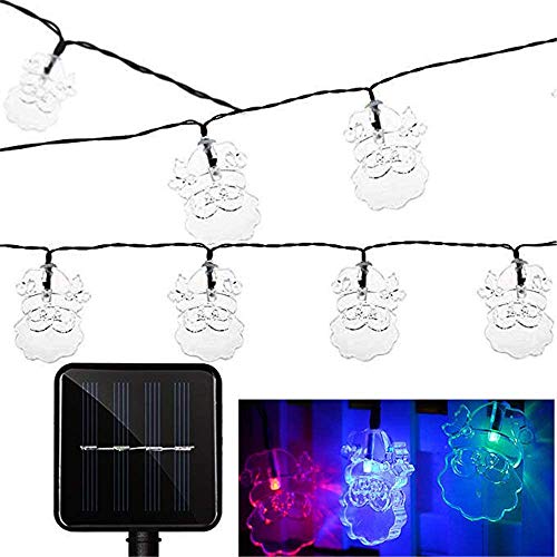 Solar Light Santa Claus String, 30led Copper Wire,Bus Length 6 Meters,Lighting Time 6~8 Hours, 2 Mode,Waterproof Decoration,Garden Home Wedding Festival Party Multicolor, Ideal for DIY