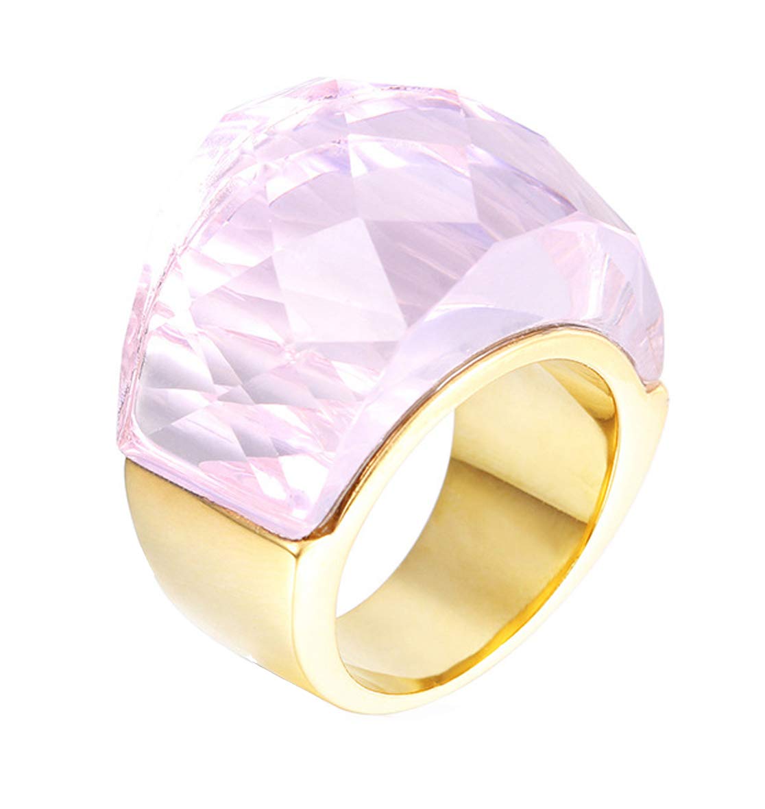 HIJONES Men Women Stainless Steel Cubic Zirconia Royal Crystal Rings Wrap Band Cocktail Style