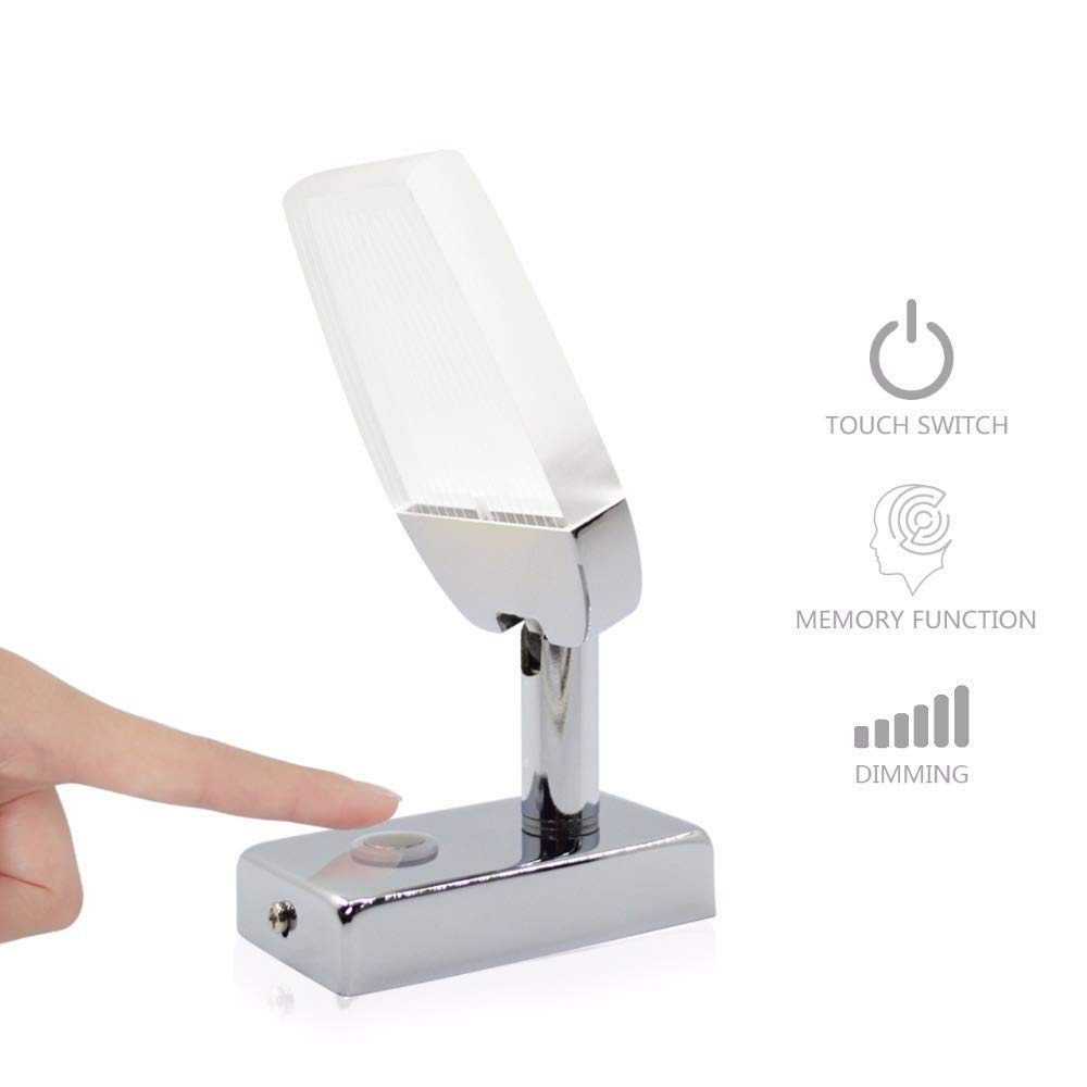 MASO 12/24V LED Spot Reading Light Desk Lamp Touch Switch Camper Van Caravan Boat Interior White/Night Light