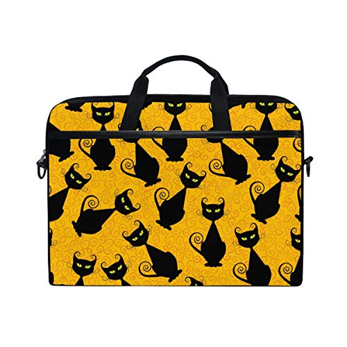 Sacoche bandoulière ordinateur 14-15.4 pouces sac housse PC motif chat noir