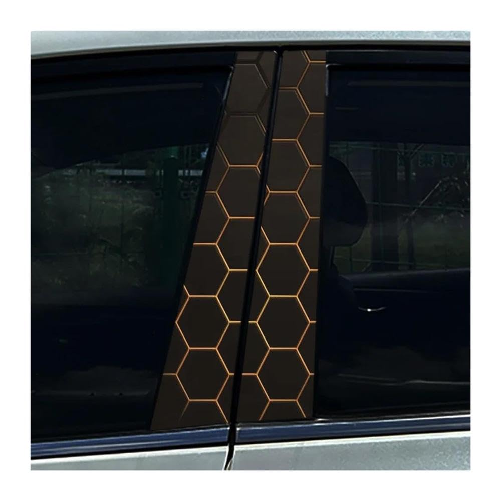 Autocollants hexagonaux nid d'abeille noirs pour pilier B voiture