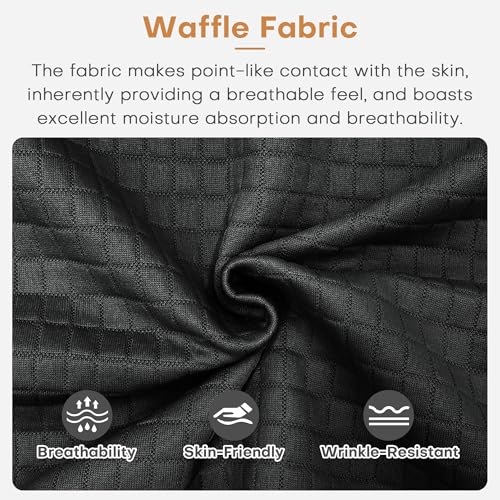 BROKIG Men's Armzip Waffle Knit Pullover Hoodie Loose Warm Casual Lounge Long-Sleeve Hoodies For Running Workout3