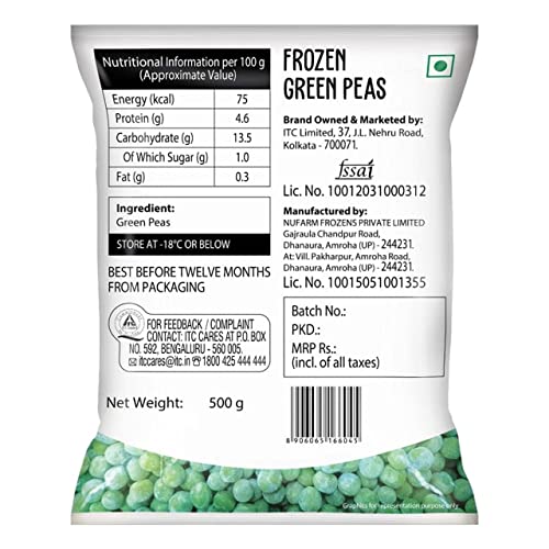 Image of Farmland Frozen Green Peas, Ready to Cook Frozen Vegetable, 500g