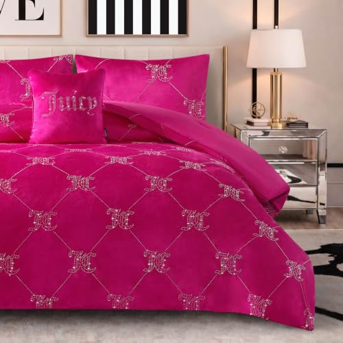 Juicy Couture JC Logo Link Bling 3-Pc Comforter Set Hot Pink Twin/Twin XL