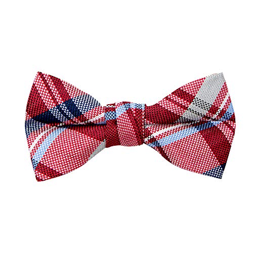 Spring Notion Boy's Tartan Plaid Woven Bow Tie Red Large