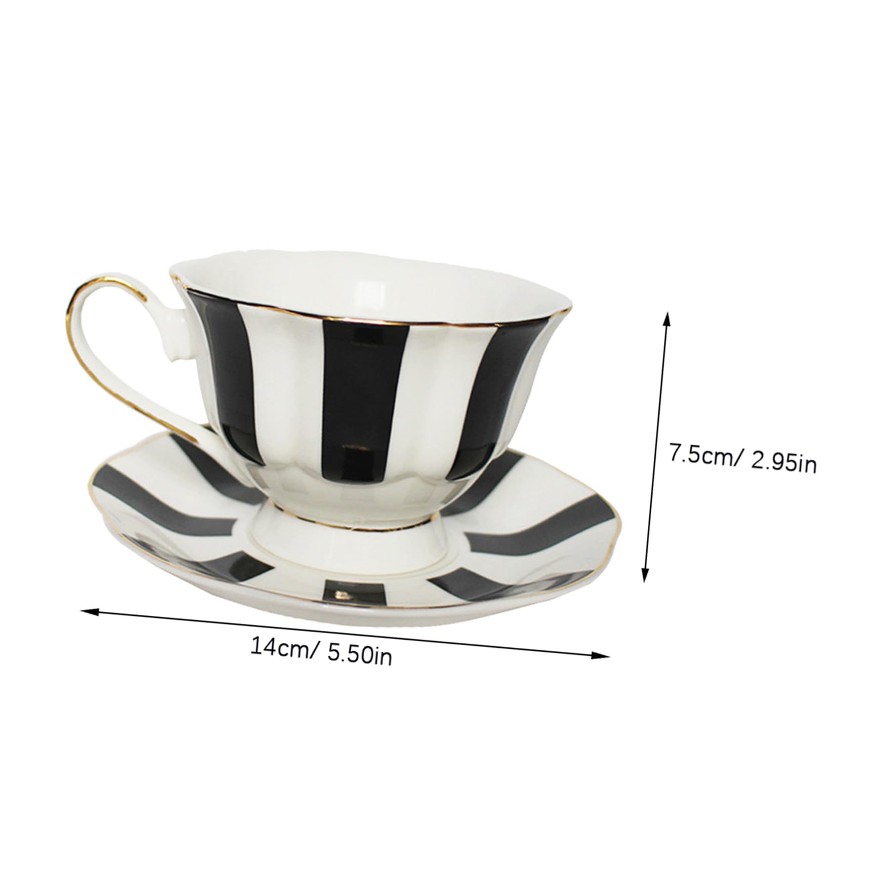 Tazza da Caffè Piattino e Superficie Liscia Set 1 Nero in Ceramica Grande Capacità Stile Europeo per Latte e Coffee