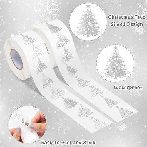 Image of Foil Christmas Tree Stickers - 1000 Pcs Easy Peel Metallic Tree Waterproof Vinyl Reusable Laptop Sticker Coloring Book Scrapbook Water Bottle Page Activity Pad Birthday Party Favor Skateboard