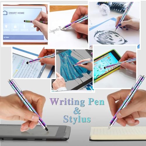 Image of GDNK Rainbow Color Magnetic Toys Pen | Decompression Magnetic Metal Pen | Multifunction Writing Magnet Ballpoint Pen | Fidget Cool Gadgets Toys Gifts For Kids Boy Girls Friends (Rainbow)