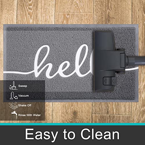 Homaxy Hello Fußmatte außen und innen, rutschfeste Schmutzfangmatte Türmatte, waschbar Fussmatte aussen für Haustür, Eingangsbereich, Garten (40 x 60 cm, Grau)