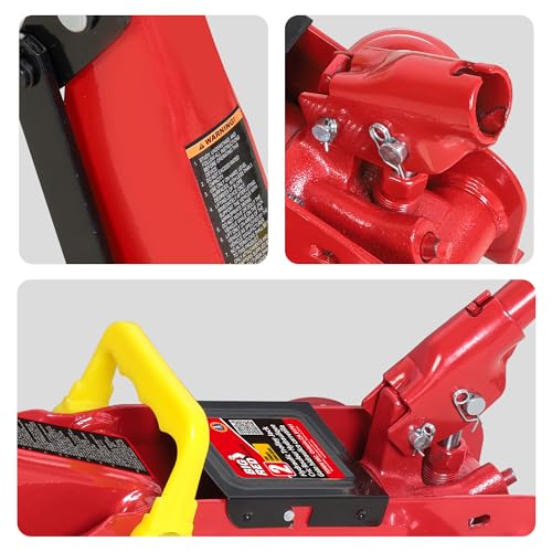 Image of Big RED TAM82012-1 Torin Low Profile Hydraulic Trolley Service /Floor Jack with Blow Mold Carrying Storage Case, 2 Ton (4,000 lb) Capacity, Red