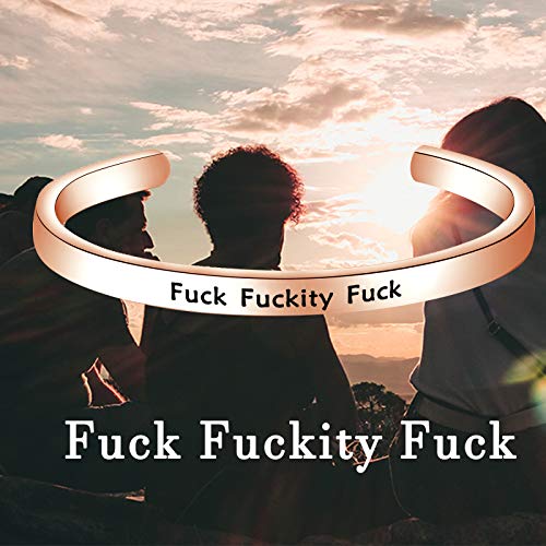 Image of bobauna Fuck Fuckity Fuck Mantra Cuff Bangle Bracelet Funny Jewelry Gift For Best Friends