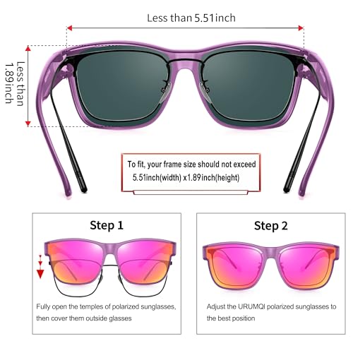 Image of URUMQI Polarized Sunglasses Fit Over Glasses for Men Women, Oversized Square Sun Glasses UV400 Protection