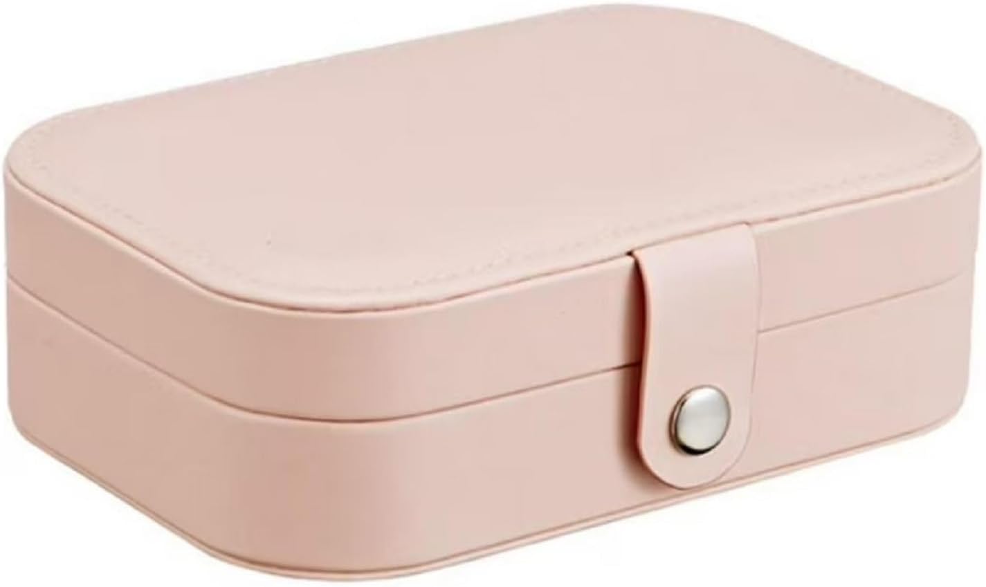 Portable PU Leather Travel Jewelry Box, Small Organizer for Rings, Necklaces, Earrings, Pink
