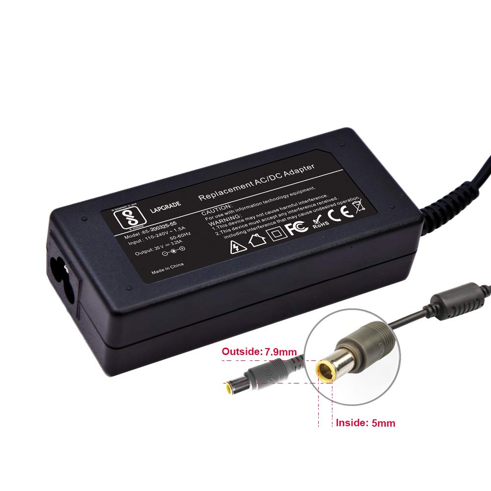 LAPGRADE 20V 3.25A Adapter Charger for Lenovo ThinkPad X60 X100 X200 X300 X301 Z60 Z61 Series (Without Power Cable) (B07C6JLQ33) Amazon Price History, Amazon Price Tracker