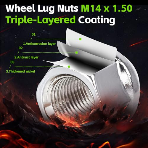 Image of 24PCS M14x1.5 Thread, Open End Bulge Acorn Style Wheel Lug Nuts, Conical 60 Degree Seat,for Chevrolet 1999-2017, Silverado 1500,1996-2017, Suburban 1500