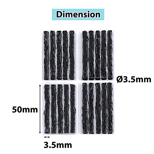 Image of PAX 20pcs Tubeless Bike 3.5mmΦ x 50mm Tire Plugs, Super Sticky Tire Plugs Refill Pack for Tubeless Bicycle Repair Kits, Seal Strips Strings
