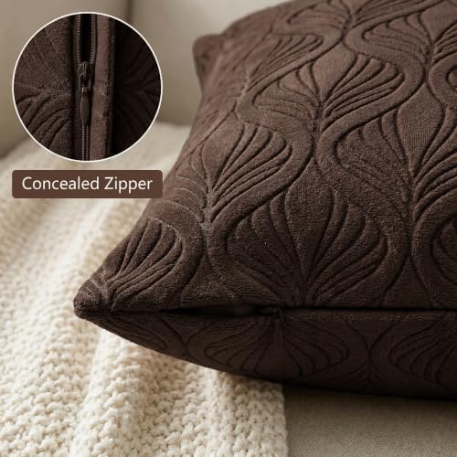 Image of Yellow Weaves Jacquard Cushion Covers | Sofa Cushion Covers | Throw Pillow Cover for Sofa, Couch, Living Room| Removable & Washable | 16x16 Inches, Set of 3 (Coffee Brown)