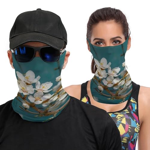 Neck Gaiter Pale White Flowers Face Mask for Travel Face Cover Scarf for Men Women Elastic Headbands Wind-proof Bandana for Skiing Fishing Hiking Cycling