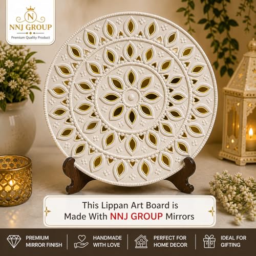 Image of NNJ GROUP 500 Pcs - 500 Pcs - Golden Eye Shape Mirror Kit for Lippan Art and Craft Work, Jewellery Making with Fabric Glue