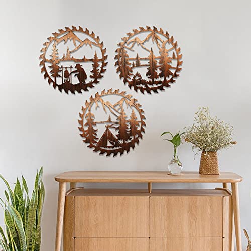 HRZZEOKV 3 Pièces d'art Mural en Métal Survie, Pendentif Mural Extérieur, Sculpture Murale Métal Vieilli, 3 Pièces Décoration Murale, pour Décoration Café Intérieur et Extérieur Cover