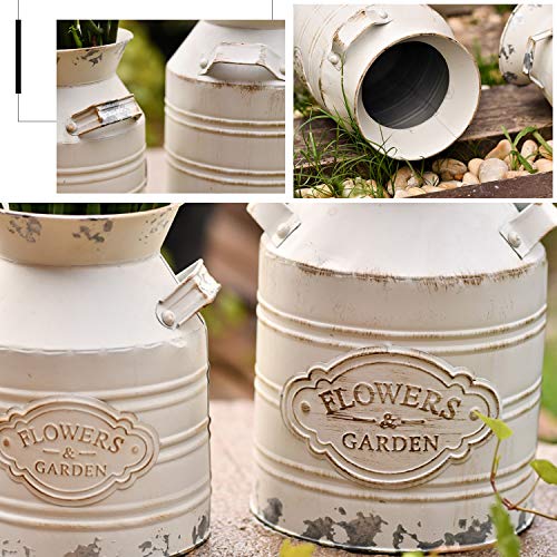 Jsy-Up Rustic Metal Flower Vase, Shabby Chic Vintage Farmhouse Jug Vase,Galvanized Milk Can With Handle For Home Decoration #TOP2
