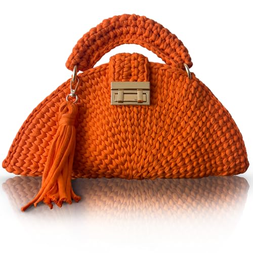 Image of Evening Clutch Bag for Women, Handmade Crochet Wedding Party Purse, Small Flap Formal Crossbody Handbag Evening Clutch