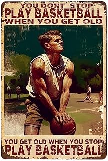 You Don'T Stop Play Basketball When Get Old Vintage Poster Strong Facial Expression Baseball Themed Party Decorations Men Billiard Room 8"x12"