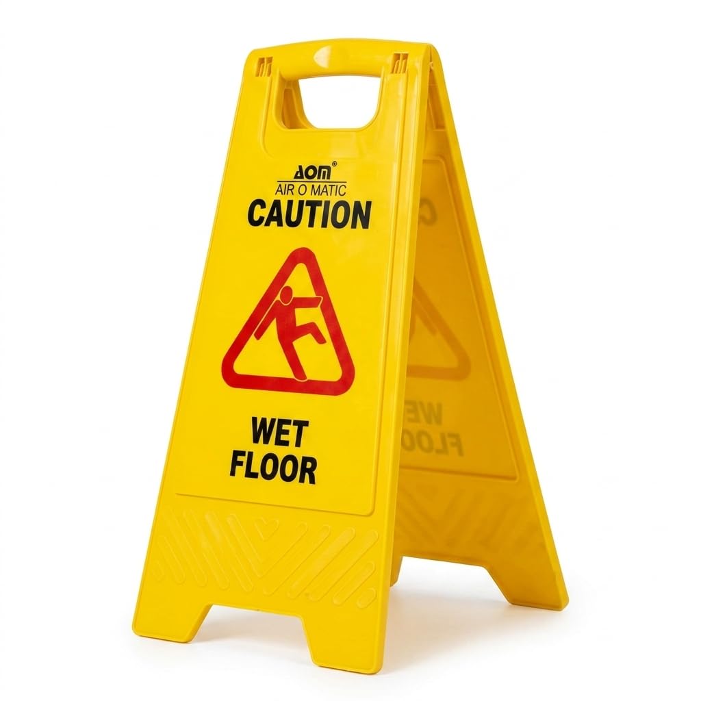 AIR O MATIC Wet Floor Sign Board, yellow caution sign board, housekeeping signage, slippery floor board, Safety Signs, Wet Floor Stand, Wet Area Board, Floor Cleaning Signs, Plastic sign Board-image-12