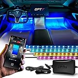 OPT7 Aura Pro Interior Car Lights with App Control, Color Change, Music Sync Inside Ambient Lighting Kit, Car LED Lights Under Dash Accessories, Charger Adapter 12V, 4pc Single Row LED Strip