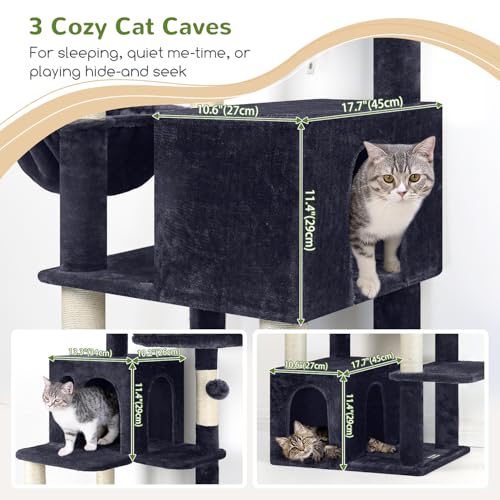 Tall Cat Tree for Indoor Cats with Condo, Hammock & Scratching Posts - Image 4