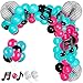 Music Balloons Birthday Balloon Garland Arch Kit, Disco Ball Balloon, 5 Inch 10 Inch Rose Red Blue Black Latex Balloon, Music Note Foil Balloon for Karaoke Birthday Decor (Classic Series)