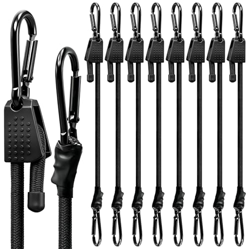 Juego de gomas elásticas ajustables con mosquetón, juego de 8 tensores para equipaje negro, expandidores de 30/60/100 cm con mosquetón, tensores de látex extra fuertes para sombrilla, coche y