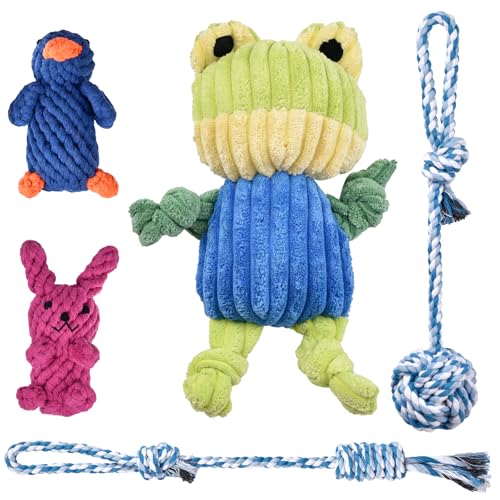 Uadonile 5pcs Dog Toys, Dog Chew Toys Tug of War Doggie Rope Toy, Tough Squeaky Toy for Small and Medium Breed for Teeth Cleaning