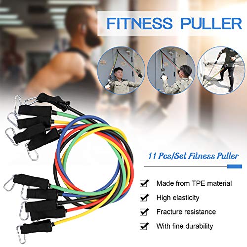 Extrator de fitness, Andoer 11 unidades/conjunto Fitness Puller Cinto multifuncional de força muscul