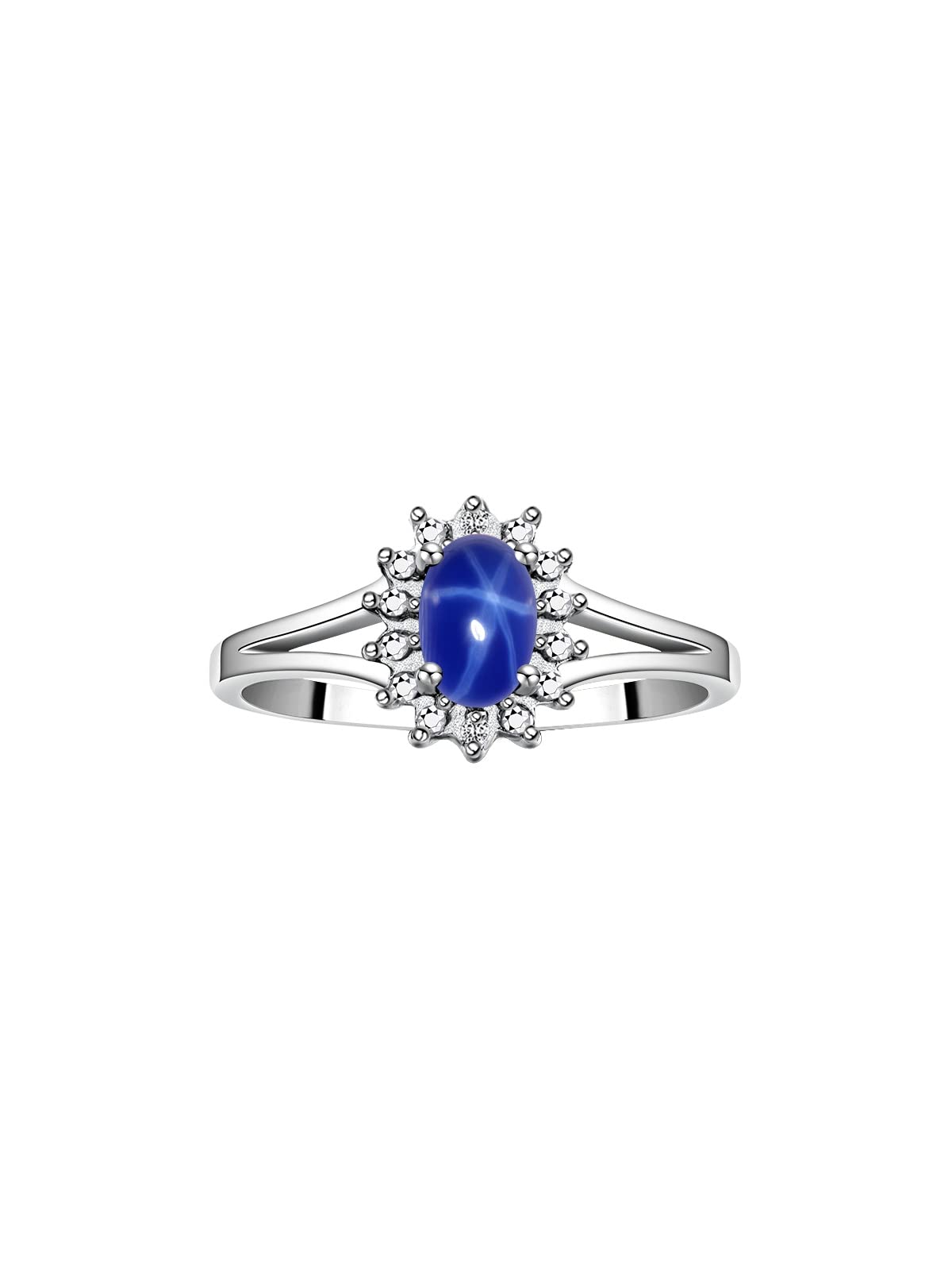 Rylos Halo Ring: Diamond Birthstone with 6X4MM Oval Gemstone - Women's Jewelry in Sterling Silver - Stunning Diamond Ring Sizes 5-10