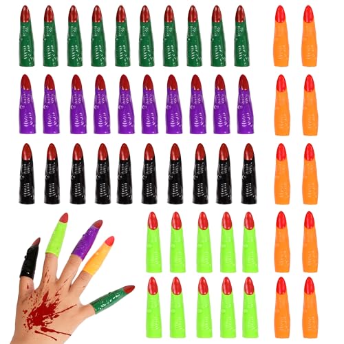 50Pcs Halloween Witch Finger Prosthetics Colorful Plastic Fake Finger Claws for Parties Festivals Role-Plays and Witch Costume Decorations