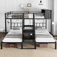 Driepersoonsbed, drievoudig stapelbed met ladder voor