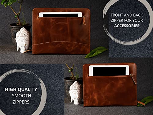 The Leather Warehouse Zippered Padfolio/Portfolio For Men/Women With Document Resume Business Card Holder #TOP2