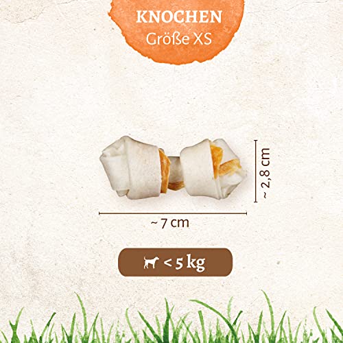 8in1 Delights Chicken Knochen XS - gesunde Kauknochen für mini Hunde, hochwertiges Hähnchenfleisch eingewickelt in Rinderhaut, 21 Stück