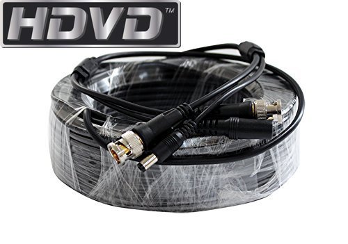 HDVD Premade 1 x 25 feet Siamese CCTV Coaxial Cable RG59 Combo Cable for Connecting HD-SDI HD-TVI HD-CVI ANALOG AHD 720P / 1080P Camera System with BNC Connector and 2.1mm Power Connector (Black)