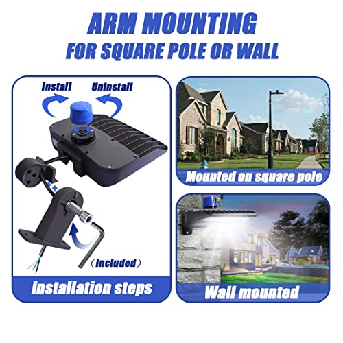 Juyace 150W led Flood Light Dusk to Dawn Outdoor Lighting Barn Light Commercial Wall Mounted Shoe Box Street Yard Security Area Lighting IP65 Waterproof 5000K 100-277 V